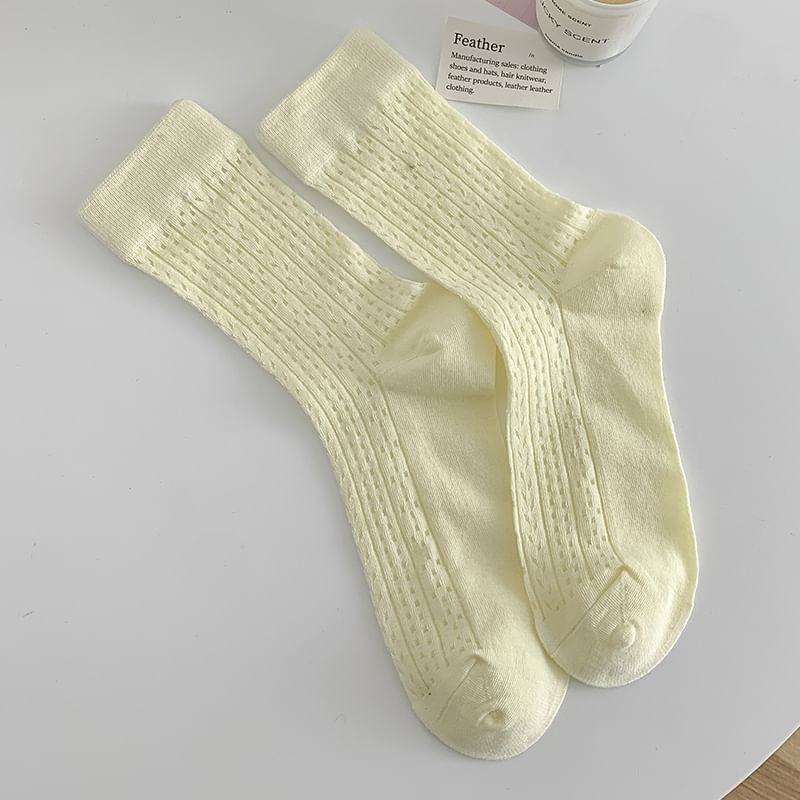 Plain Pointelle Knit Socks / Set SpreePicky