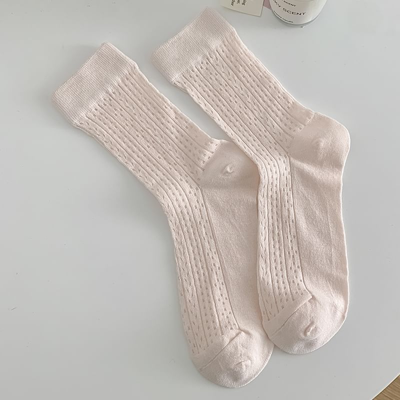 Plain Pointelle Knit Socks / Set SpreePicky