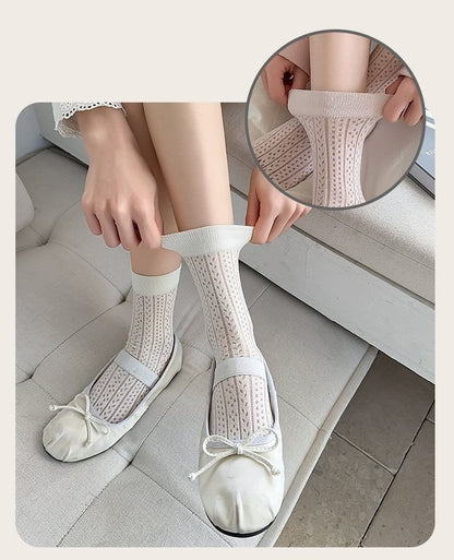 Plain Pointelle Knit Socks / Set SpreePicky