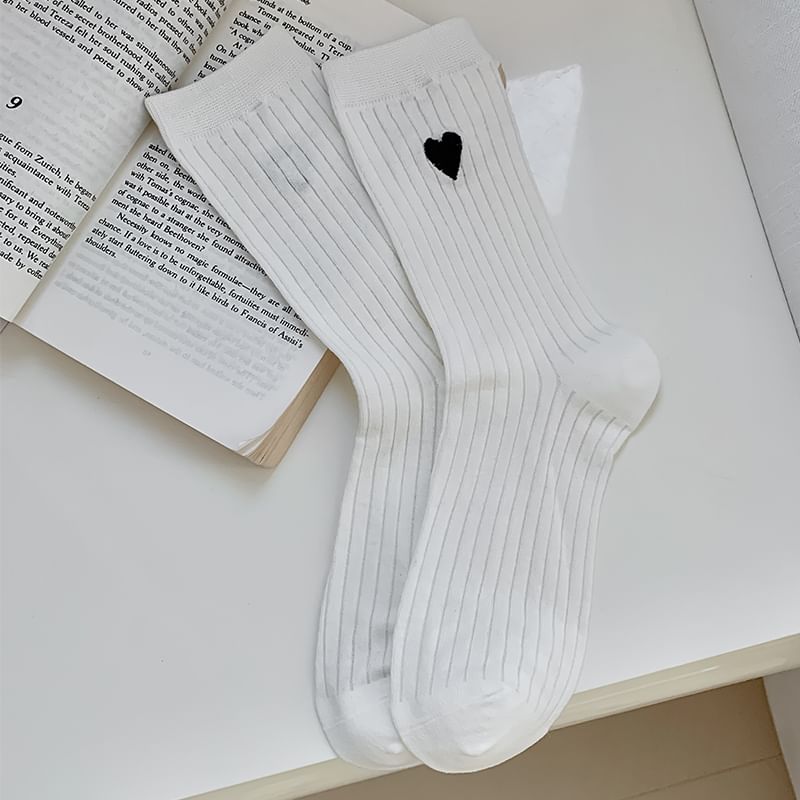 Heart Print Ribbed Socks / Set SpreePicky