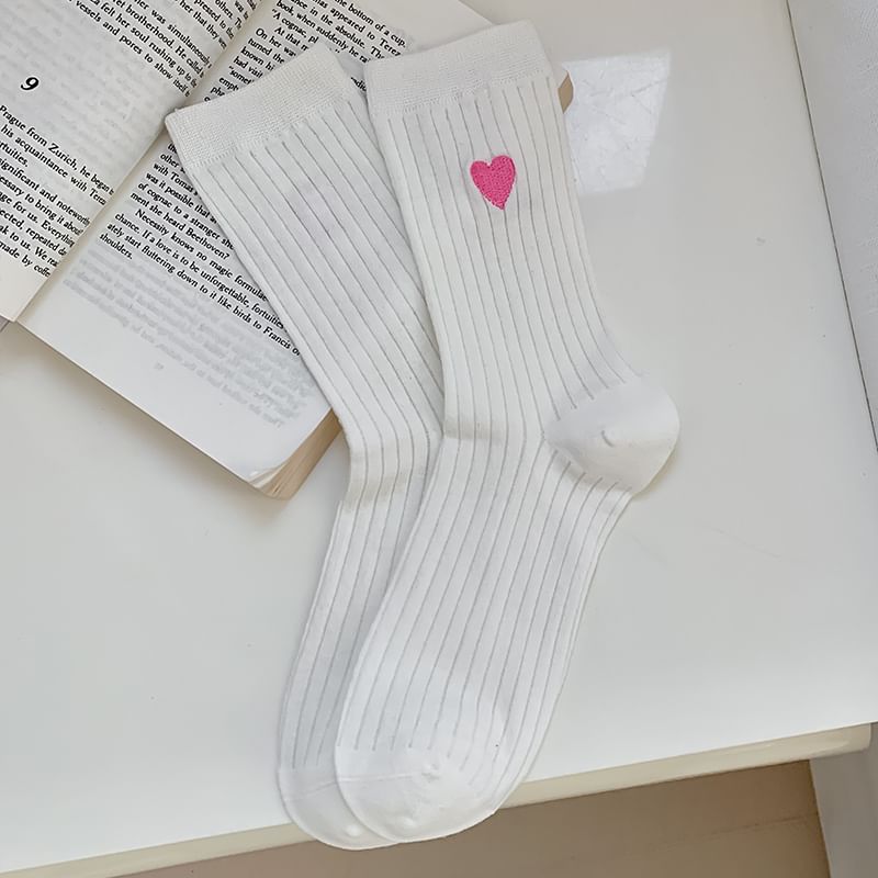 Heart Print Ribbed Socks / Set SpreePicky