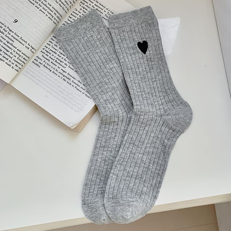 Heart Print Ribbed Socks / Set SpreePicky