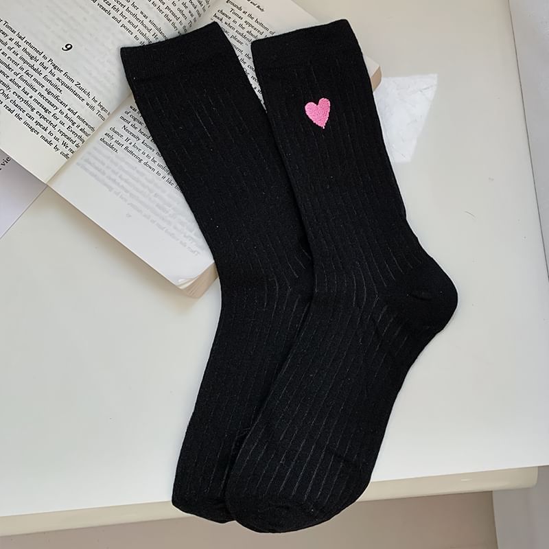 Heart Print Ribbed Socks / Set SpreePicky