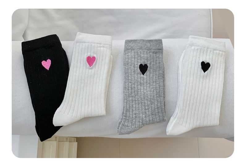 Heart Print Ribbed Socks / Set SpreePicky