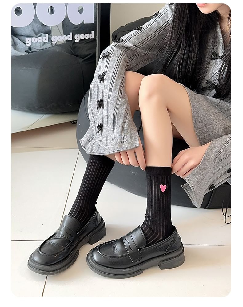 Heart Print Ribbed Socks / Set SpreePicky