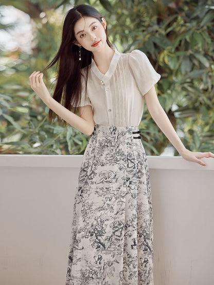 Set: Plain Camisole Top + High Waist Floral Print Midi A SpreePicky