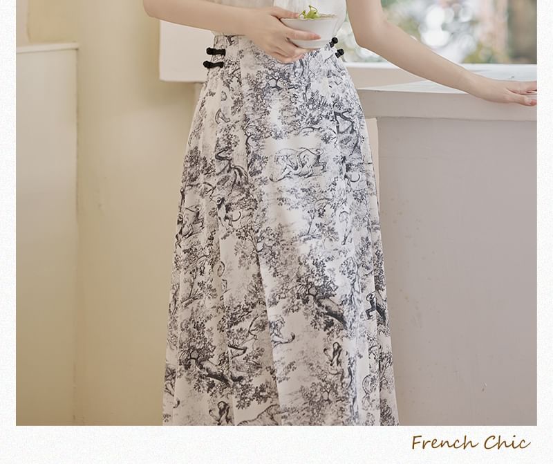 Set: Plain Camisole Top + High Waist Floral Print Midi A SpreePicky