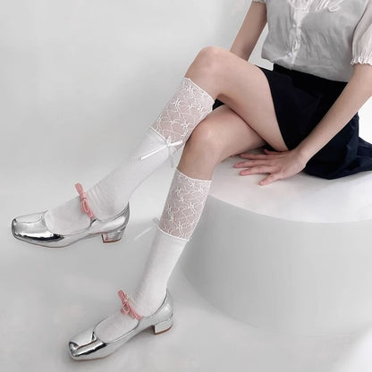 Plain Lace Panel Socks mySite