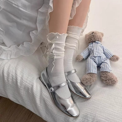 Plain Bow Lettuce Edge Socks mySite