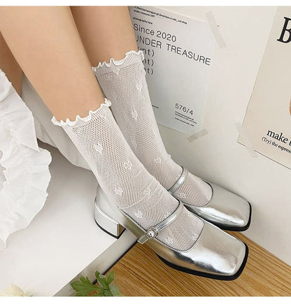 Plain Lettuce Edge Lace Socks SpreePicky