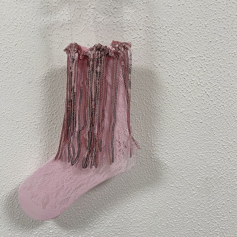 Sequin Fringed Lace Socks SpreePicky