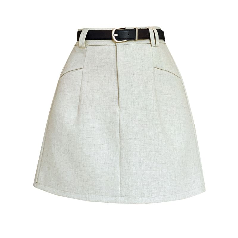 High-Waist Plain A-Line Skirt SpreePicky