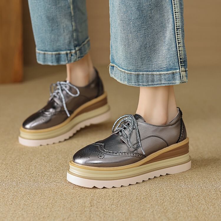 Platform Brogue Derby Shoes SpreePicky