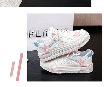 Platform Star Applique Panel Mesh Sneakers mySite