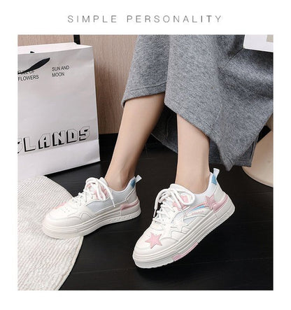 Platform Star Applique Panel Mesh Sneakers mySite