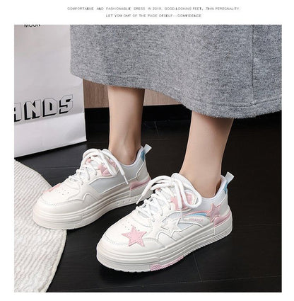 Platform Star Applique Panel Mesh Sneakers mySite