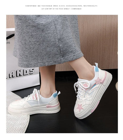 Platform Star Applique Panel Mesh Sneakers mySite