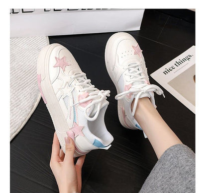 Platform Star Applique Panel Mesh Sneakers mySite