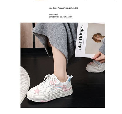 Platform Star Applique Panel Mesh Sneakers mySite