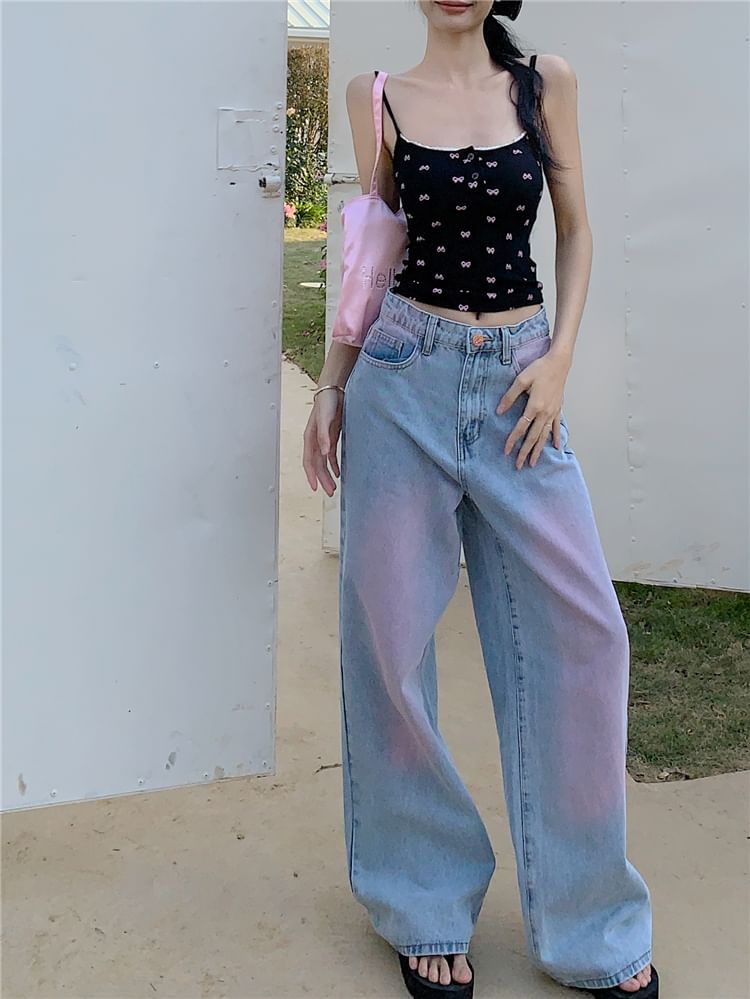 Low Rise Gradient Wide Leg Jeans SpreePicky