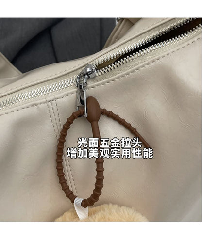 Plain Faux Leather Crossbody Bag / Bag Charm / Set SpreePicky