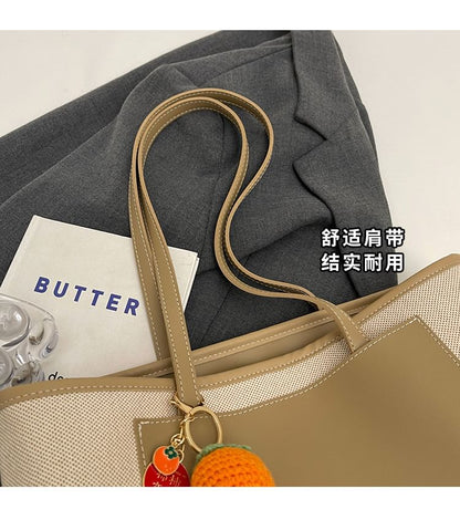 Two Tone Canvas Tote Bag / Bag Charm / Set SpreePicky