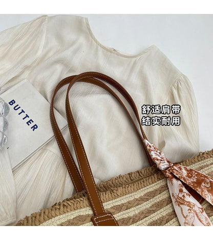 Set: Striped Woven Tote Bag + Scarf (Various Designs) SpreePicky