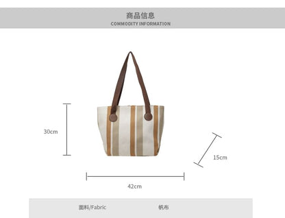 Color Block Canvas Tote Bag SpreePicky