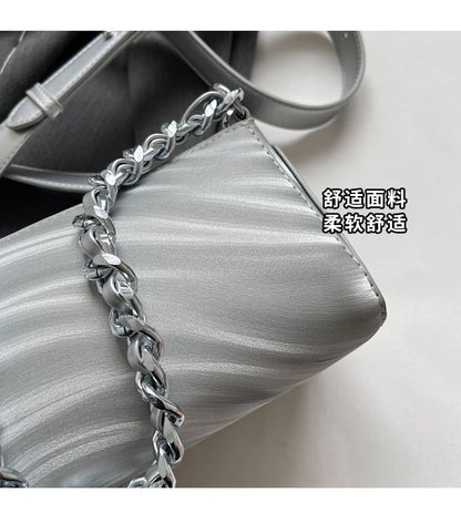 Chain Strap Triangle Faux Leather Crossbody Bag SpreePicky