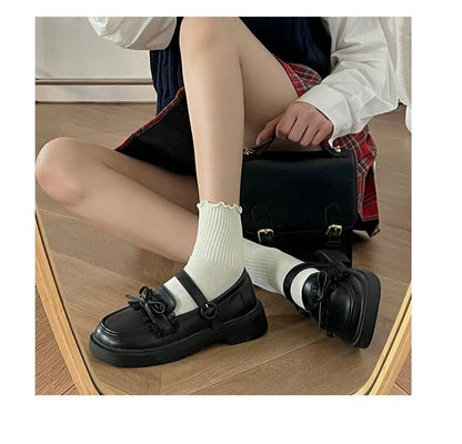 Faux Leather Ribbon Loafers mySite