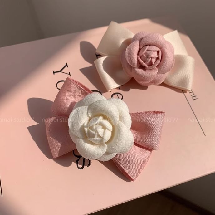 Floral Bow Hair Clip SpreePicky