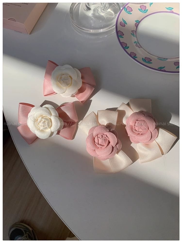 Floral Bow Hair Clip SpreePicky