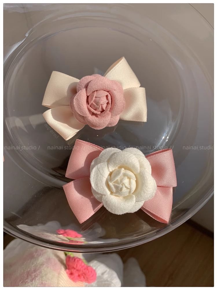 Floral Bow Hair Clip SpreePicky