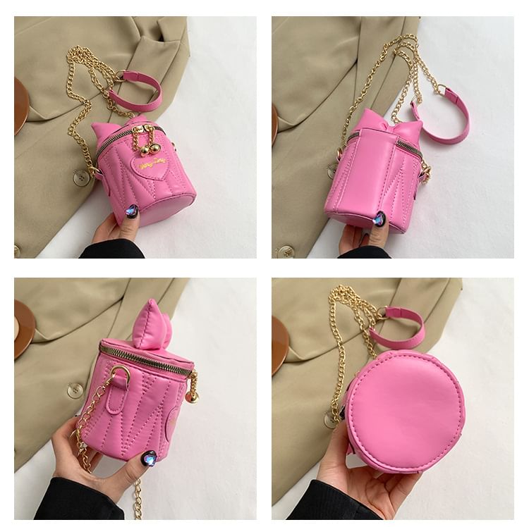 Chain Strap Bow Quilted Bucket Bag SpreePicky