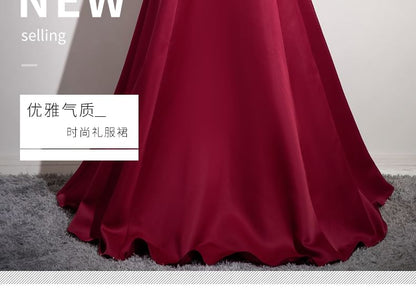 Cold-Shoulder Plain A-Line Ball Gown SpreePicky