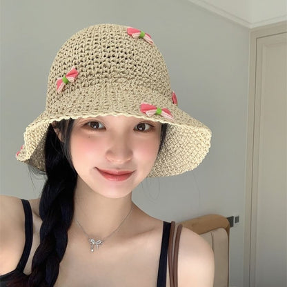 Bow Straw Bucket Hat SpreePicky