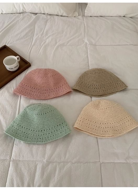 Eyelet Straw Bucket Hat SpreePicky