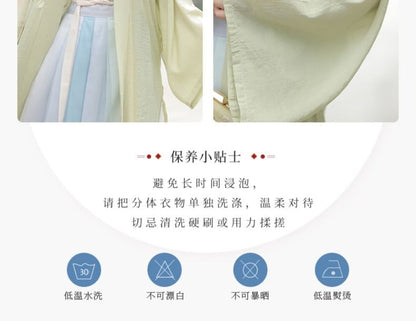 Flower Embroidered Hanfu Robe / Camisole Top / High Waist Gradient Maxi Skirt / Set SpreePicky