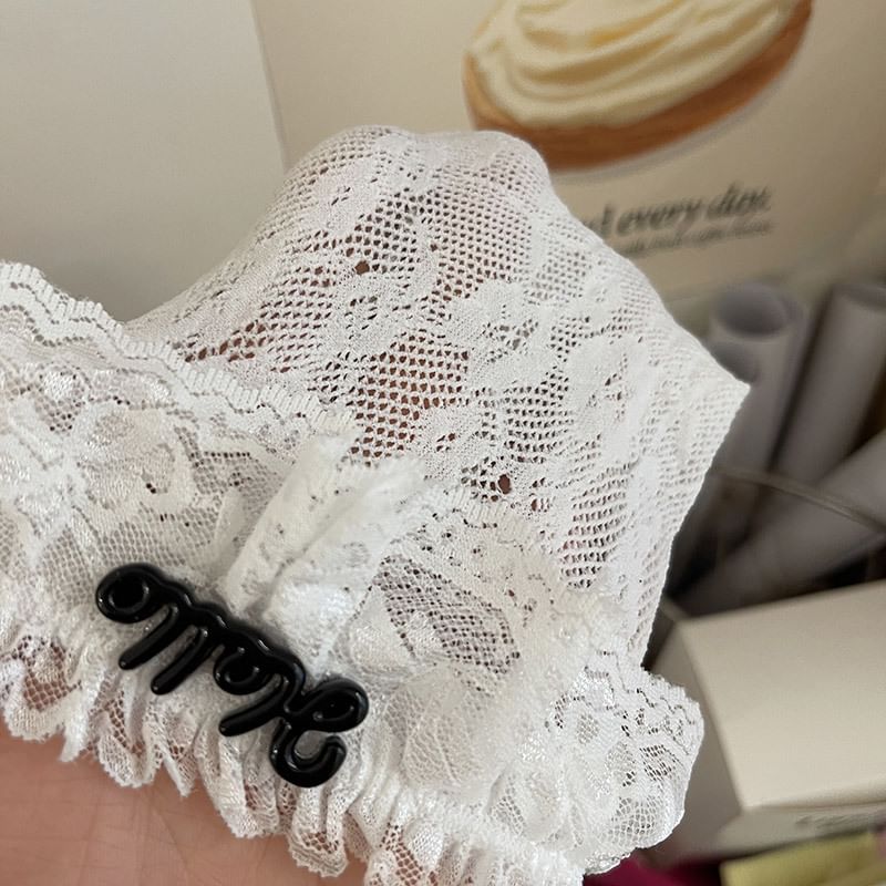 Lettering Pendant Floral Lace Socks SpreePicky