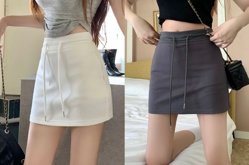 Drawstring Waist Mini Pencil Skirt SpreePicky