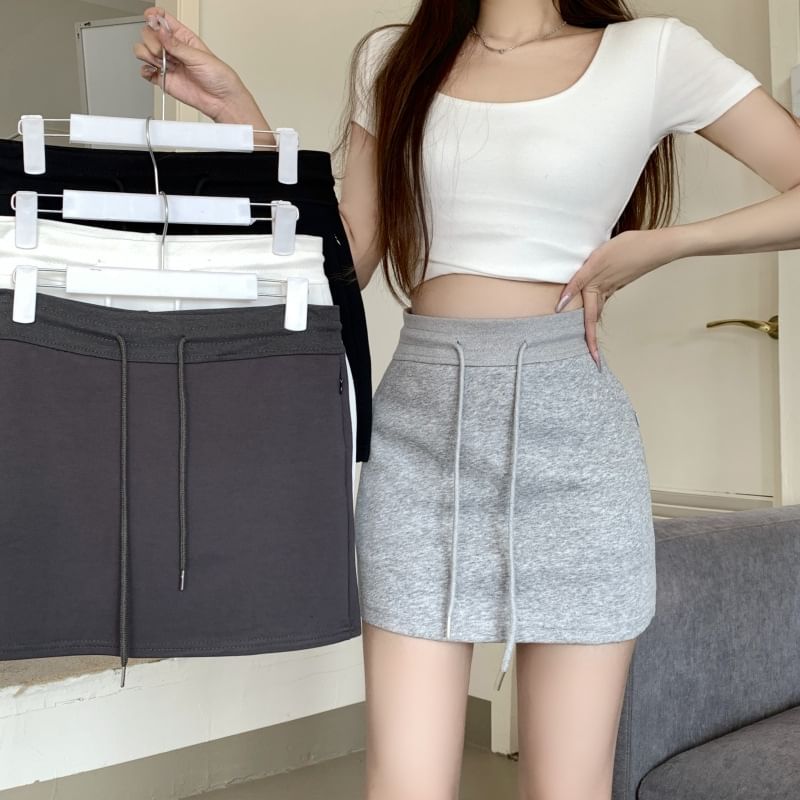 Drawstring Waist Mini Pencil Skirt SpreePicky