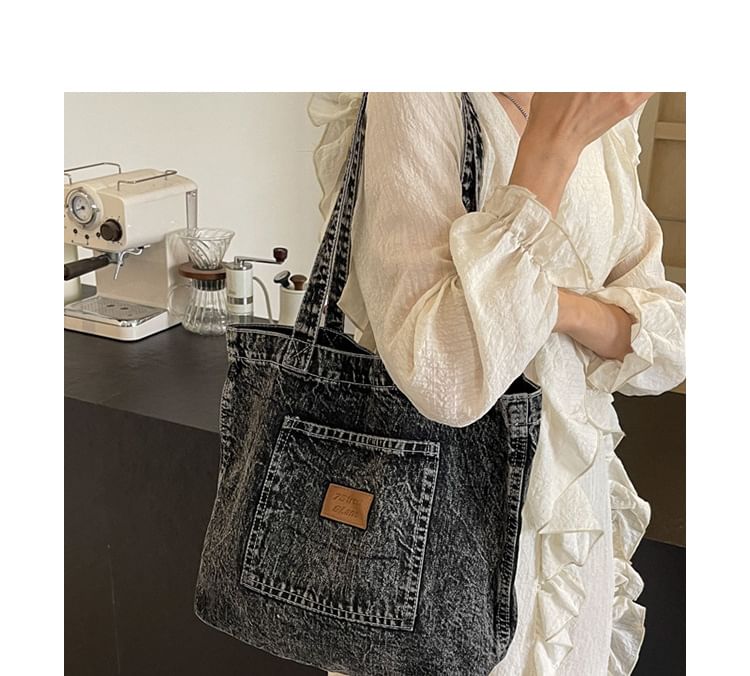 Applique Denim Tote Bag mySite