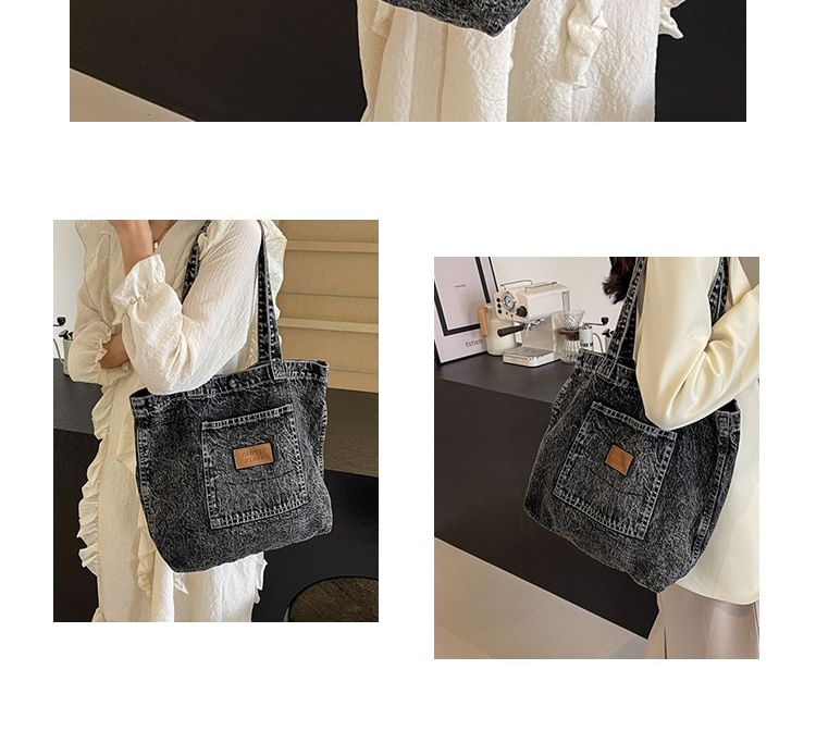 Applique Denim Tote Bag mySite