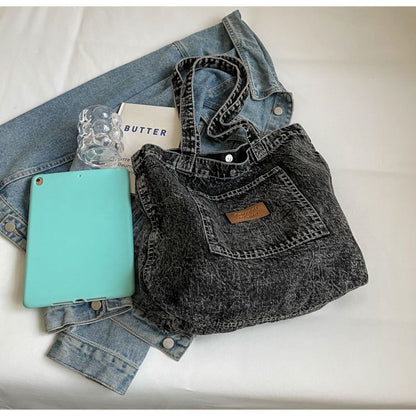 Applique Denim Tote Bag mySite