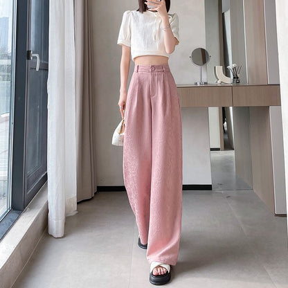 High Rise Plain Shirred Wide Leg Pants SpreePicky