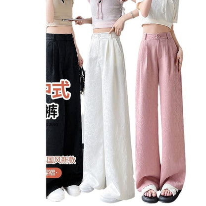 High Rise Plain Shirred Wide Leg Pants SpreePicky