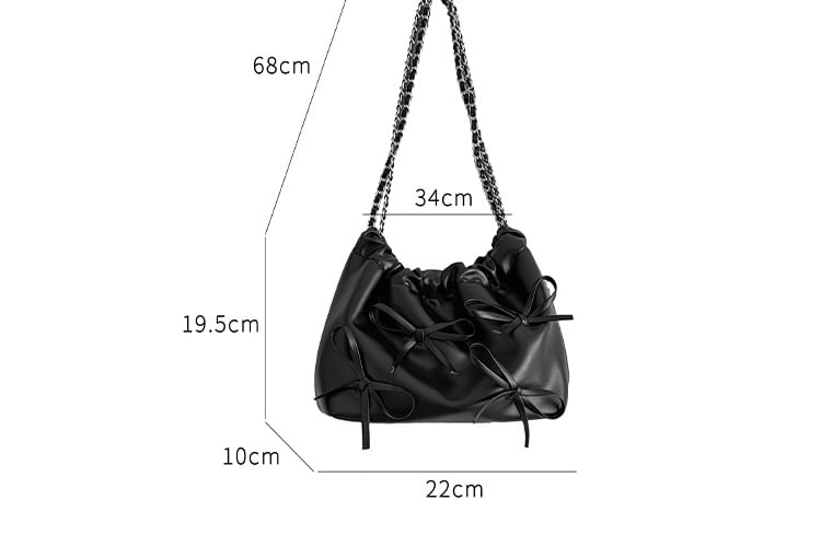 Chain Strap Bow Faux Leather Shoulder Bag SpreePicky