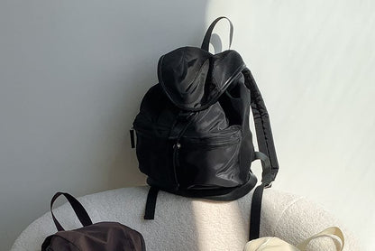 Plain Buckled Nylon Backpack SpreePicky