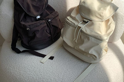 Plain Buckled Nylon Backpack SpreePicky