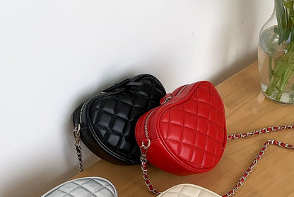 Chain Strap Heart Quilted Crossbody Bag SpreePicky